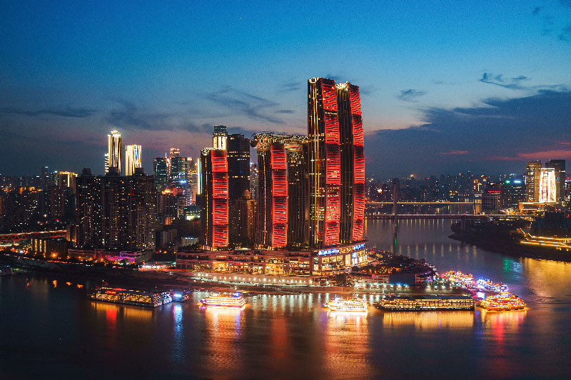 vista aerea de la ciudad chongqing de noche